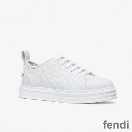 Fendi Rise Sneakers Women FF Motif Nappa Leather White