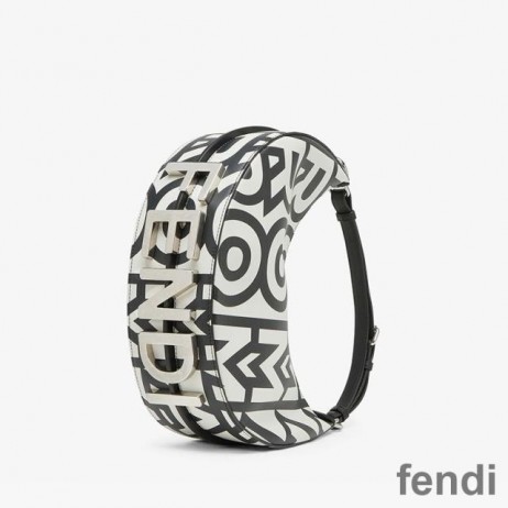 Fendi Small Fendigraphy Hobo Bag In Fendi Roma Capsule Leather Black/White