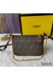 Fendi Baguette Pouch with Chain In FF Motif Fabric Brown/Burgundy