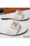 Fendi Baguette Slides Women Leather White