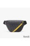 Fendi Belt Bag In FF Motif Fabric Black/Yellow