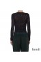 Fendi Bodysuit Women FF Fish-Eye Motif Tulle Black
