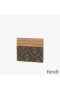 Fendi Card Holder In FF Motif Fabric Brown/Black