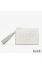 Fendi Clutch Pack In Roma Logo FF Motif Fabric White