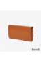 Fendi Continental Wallet In ROMA Logo Calf Leather Brown
