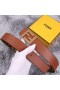Fendi FF Buckle Reversible Belt In FF Motif Fabric and Nappa Leather Brown/Gold