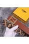Fendi FF Buckle Reversible Belt In FF Motif Fabric and Nappa Leather Brown/Gold
