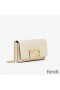 Fendi FF Wallet On Chain With Pouches In Calf Leather White