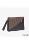 Fendi Flat Pouch In FF Motif Fabric Brown/Coffee