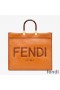 Fendi Large Sunshine Shopper Bag In ROMA Logo Calf Leather Brown