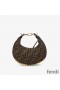 Fendi Mini Fendigraphy Hobo Bag In FF Motif Fabric Brown