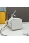 Fendi Mini Mon Tresor Bucket Bag with Woven Handle In FF Motif Canvas White