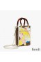 Fendi Mini Sunshine Shopper Bag In Girls Graphics FF Motif Fabric Brown