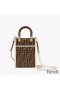 Fendi Mini Sunshine Shopper Bag In Girls Graphics FF Motif Fabric Brown