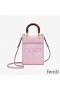 Fendi Mini Sunshine Shopper Bag In ROMA Logo Calf Leather Pink
