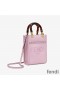 Fendi Mini Sunshine Shopper Bag In ROMA Logo Calf Leather Pink