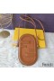 Fendi O'Lock Phone Pouch In Calf Leather Brown