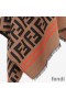 Fendi Poncho In FF Motif Wool and Silk Brown