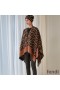 Fendi Poncho In FF Motif Wool and Silk Brown
