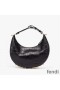 Fendi Small Fendigraphy Hobo Bag In Crocodile Leather Black