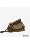 Fendi Small First Bag In FF Motif Fabric with Sequins Brown
