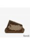 Fendi Small First Bag In FF Motif Fabric with Sequins Brown
