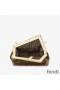 Fendi Small First Bag In FF Motif Fabric with Sequins Brown