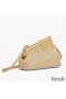 Fendi Small First Bag In Raffia Macrame Beige