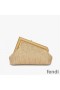 Fendi Small First Bag In Raffia Macrame Beige