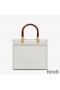 Fendi Small Sunshine Shopper Bag In ROMA Logo Calf Leather White