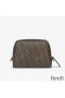 Fendi Toiletry Bag In FF Motif Fabric Brown
