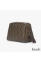 Fendi Toiletry Bag In FF Motif Fabric Brown