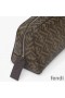 Fendi Toiletry Bag In FF Motif Fabric Brown
