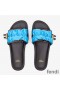 Fendi Vertigo Slides Women FF Motif Satin Blue