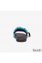 Fendi Vertigo Slides Women FF Motif Satin Blue