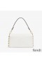 Fendi Baguette Bag In Calf Leather with Fendace Pin Brooches White