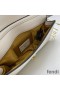 Fendi Baguette Bag In Calf Leather with Fendace Pin Brooches White