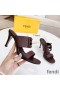 Fendi Baguette Heeled Slides Women Leather Burgundy
