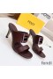 Fendi Baguette Heeled Slides Women Leather Burgundy