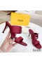 Fendi Baguette Heeled Slides Women Leather Red