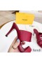 Fendi Baguette Heeled Slides Women Leather Red