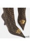 Fendi Knee High Ankle Boots Women Fendace FF Fabric Brown