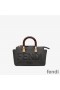 Fendi Mini By The Way Boston Bag In ROMA Logo Calf Leather Black