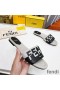 Fendi Signature Slides Women Canvas and Leather Black