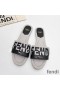 Fendi Signature Slides Women Canvas and Leather Black