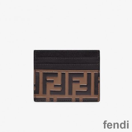 Fendi Card Holder In FF Motif Nappa Leather Black