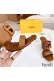 Fendi Baguette Heeled Slides Women Leather Brown