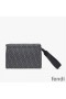 Fendi Clutch Pack In Roma Logo FF Motif Fabric Black