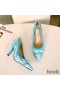 Fendi Colibri Pumps Women FF Vertigo Motif Glazed Canvas Blue