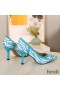Fendi Colibri Pumps Women FF Vertigo Motif Glazed Canvas Blue